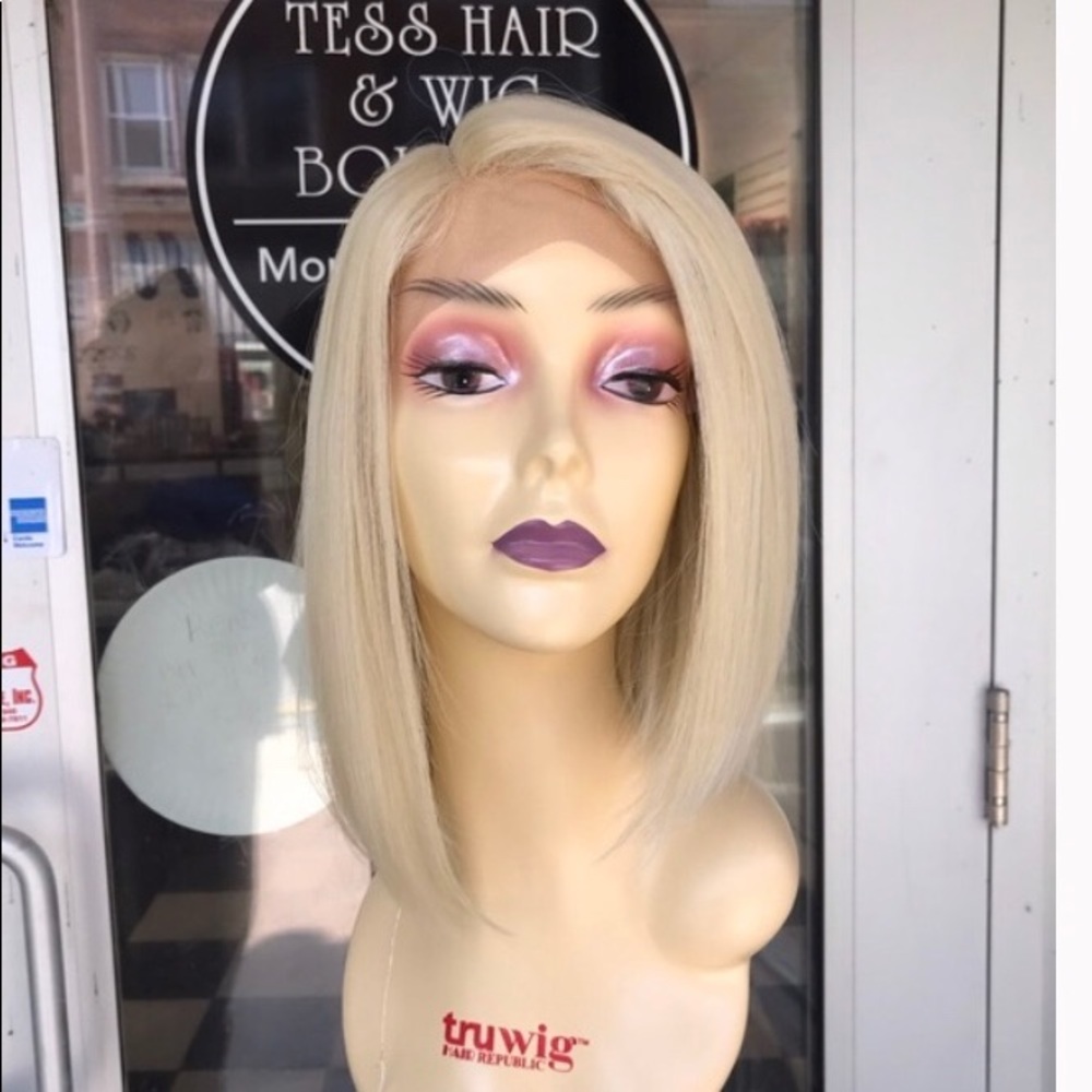 Blonde bob Wig Swisslace Lacefront 613 hair blende - Picture 2 of 8